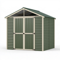 Abri de jardin 213 x 191 x 195 cm en acier vert et crème à double porte de rangement
