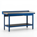 Établi d'atelier 200 x 75 x 90 cm en acier bleu avec plateau perforé et rangement