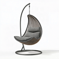 Fauteuil suspendu 105 x 100 x 195 cm en métal et résine tressée gris anthracite - style contemporain intérieur extérieur