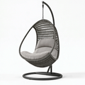 Fauteuil suspendu 105 x 105 x 195 cm en résine tressée gris anthracite avec support style contemporain