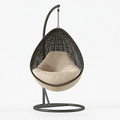 Fauteuil suspendu 100 x 100 x 195 cm en métal noir et fibres tressées style bohème