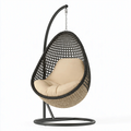 Fauteuil suspendu 105 x 105 x 195 cm en résine tressée noir/beige avec support style bohème