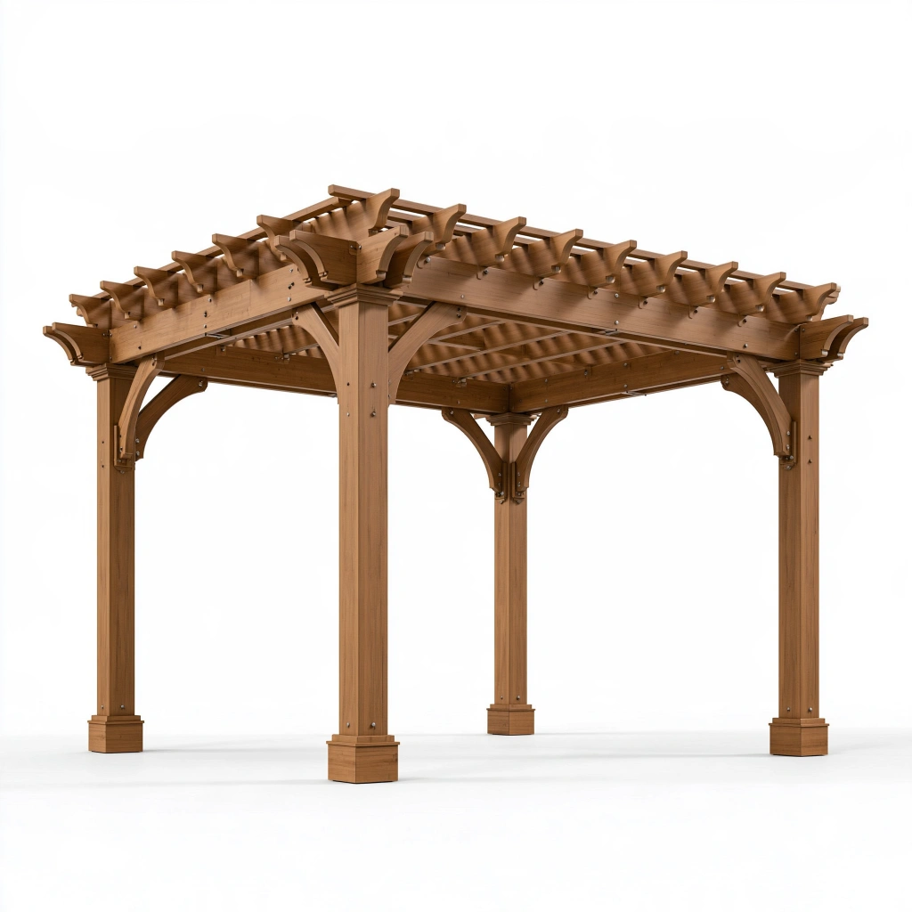 Pergola de jardin 300 x 300 x 250 cm en bois marron style classique