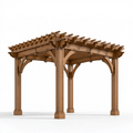Pergola 300 x 300 x 250 cm en bois marron pour jardin style traditionnel à lattes ajourées