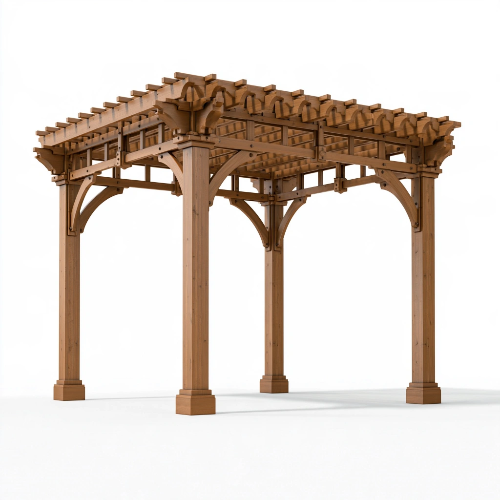Pergola de jardin 300 x 300 x 250 cm en bois marron style traditionnel
