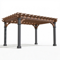 Pergola 400 x 300 x 250 cm en bois et métal marron anthracite pour jardin à toit ajouré