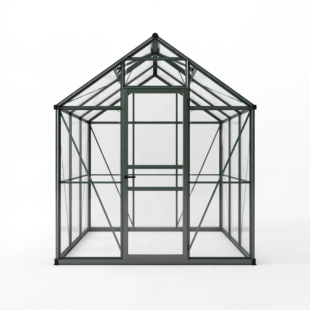 Serre de jardin 190 x 190 x 195 cm aluminium vert foncé panneaux transparents toit double pente