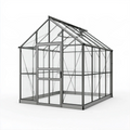 Serre de jardin 190 x 190 x 200 cm en aluminium noir avec panneaux transparents et porte coulissante