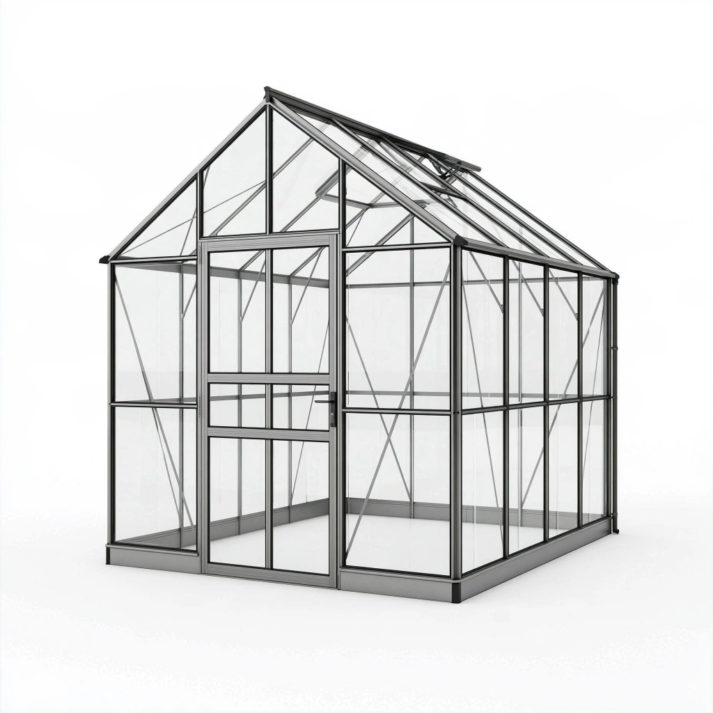 Serre de jardin 190 x 190 x 200 cm en aluminium noir avec panneaux transparents et porte coulissante