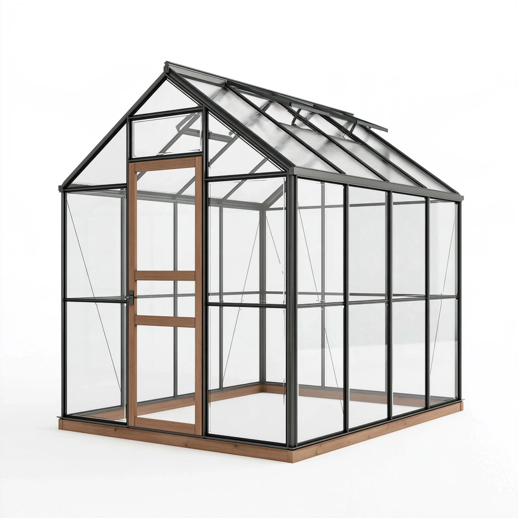 Serre de jardin 190 x 130 x 195 cm en aluminium noir et polycarbonate transparent avec porte battante