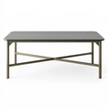 Table basse de jardin 120 x 60 x 45 cm en aluminium gris taupe à lattes style contemporain