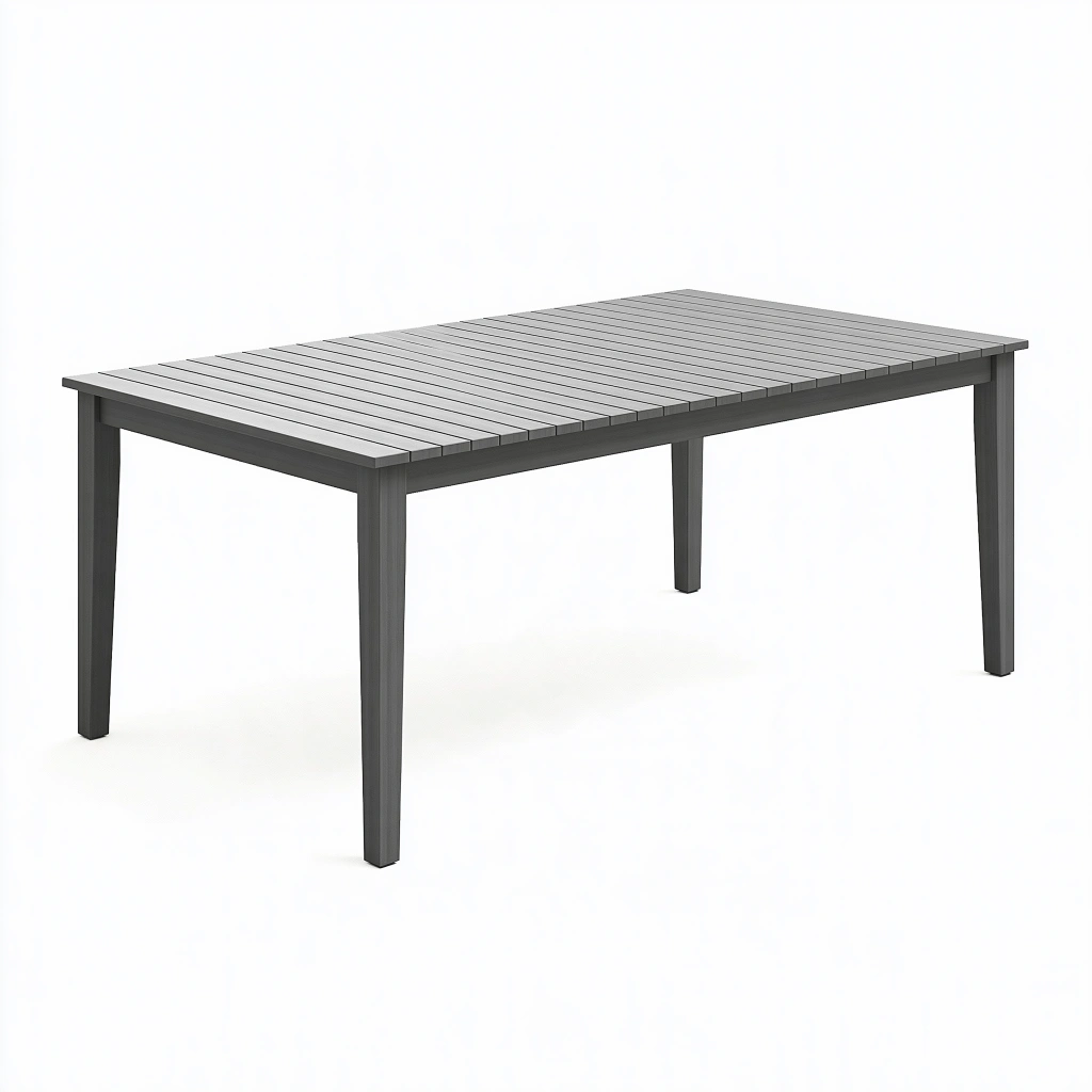 Table de jardin 180 x 90 x 75 cm en aluminium gris anthracite à lames style contemporain