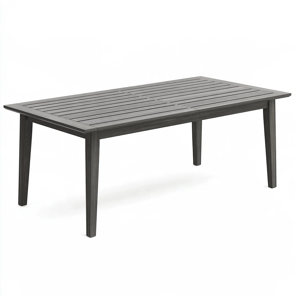 Table de jardin rectangulaire 180 x 90 x 75 cm en aluminium gris à lattes pour repas extérieur