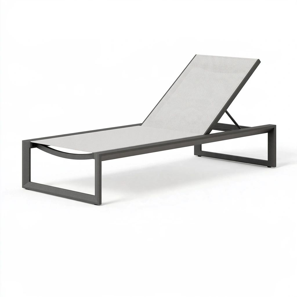 Bain de soleil 200 x 70 cm en aluminium gris avec dossier réglable