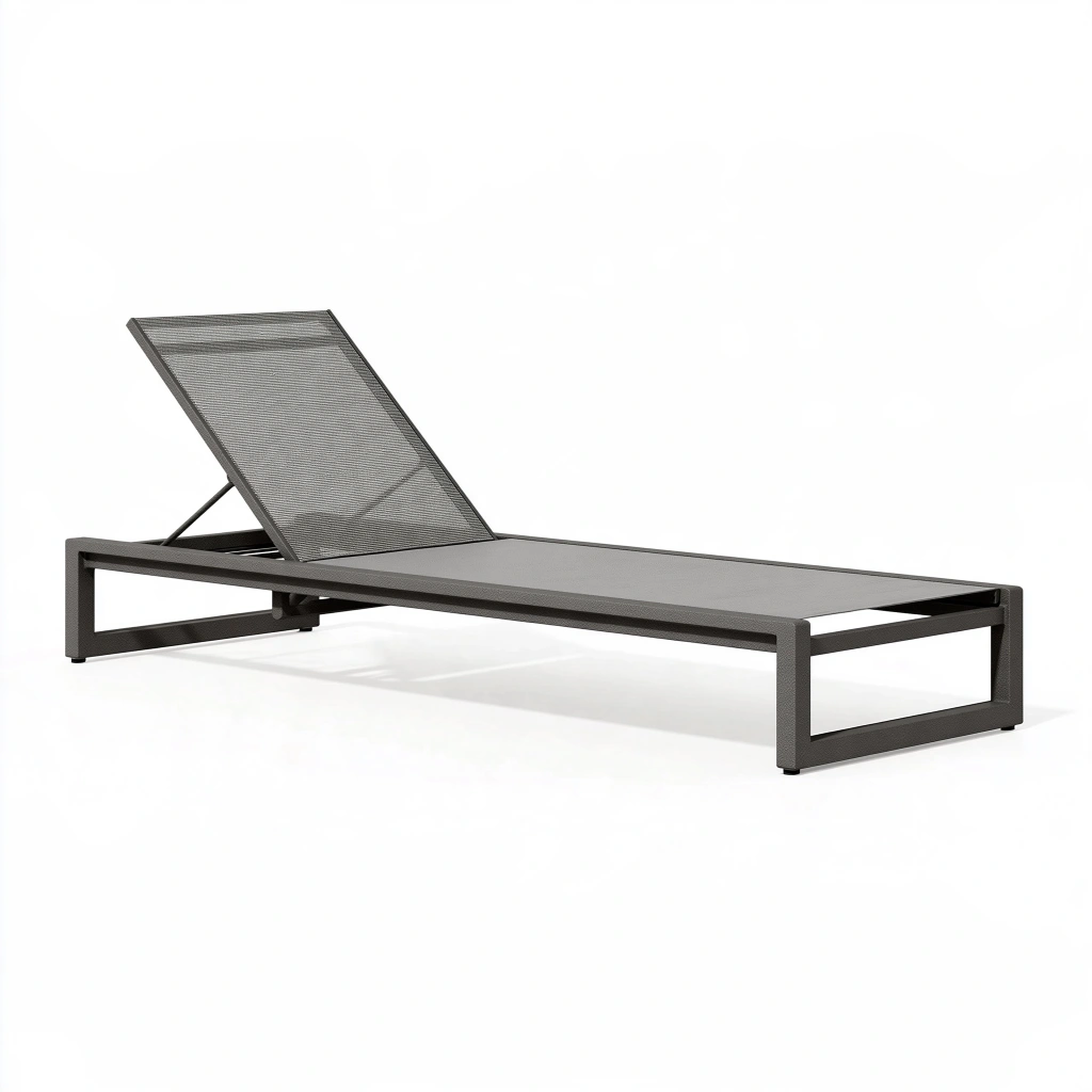 Bain de soleil 200 x 65 x 35 cm en métal et textilène gris anthracite réglable pour extérieur