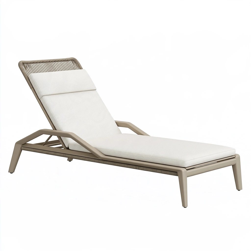 Bain de soleil 200 x 72 x 84 cm en métal et textile beige style contemporain pour terrasse