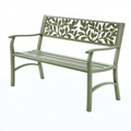 Banc de jardin 122 x 60 x 87 cm en métal vert à dossier ajouré feuillage