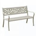 Banc de jardin 120 x 60 x 90 cm en acier beige à motif végétal