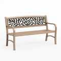Banc de jardin 125 x 60 x 85 cm en acier taupe décor feuillage 2 places