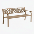 Banc de jardin 122 x 61 x 90 cm en métal taupe à motif feuillage